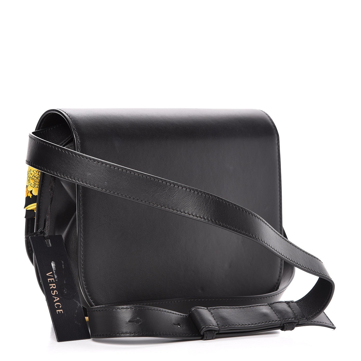 Versace Calfskin Shoulder Bag With Scarf Black 3 of 14