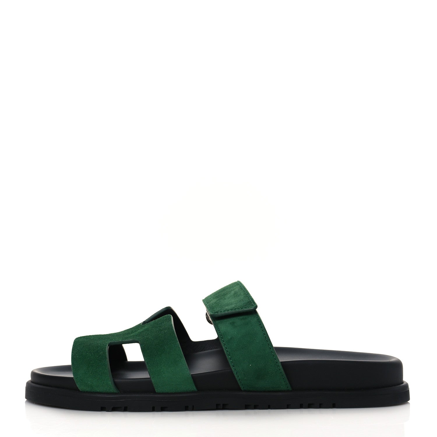 Hermes Suede Goatskin Womens Chypre Sandals 38 Vert Electrique 1 of 9