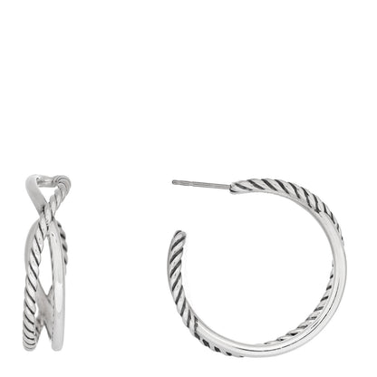 David Yurman Sterling Silver Crossover Cable Hoop Earrings 1 of 4