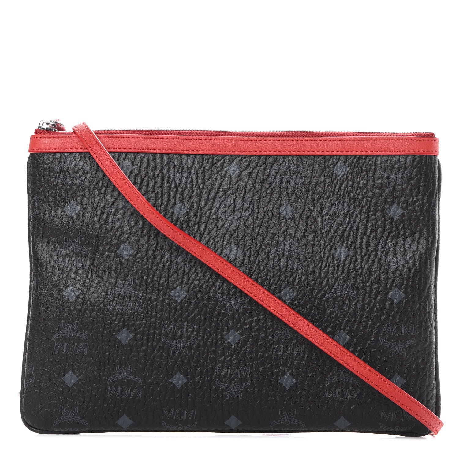 MCM Visetos Crossbody Pouch Black Red 1 of 10