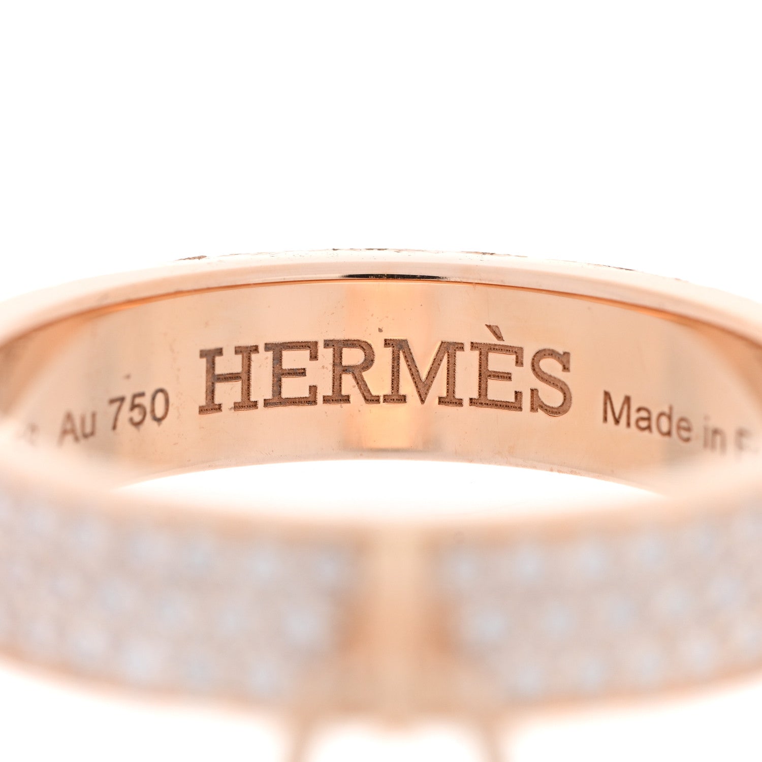Hermes 18K Rose Gold Diamond MM Kelly Clochette Ring 52 6 4 of 7