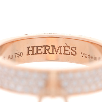 Hermes 18K Rose Gold Diamond MM Kelly Clochette Ring 52 6 4 of 7