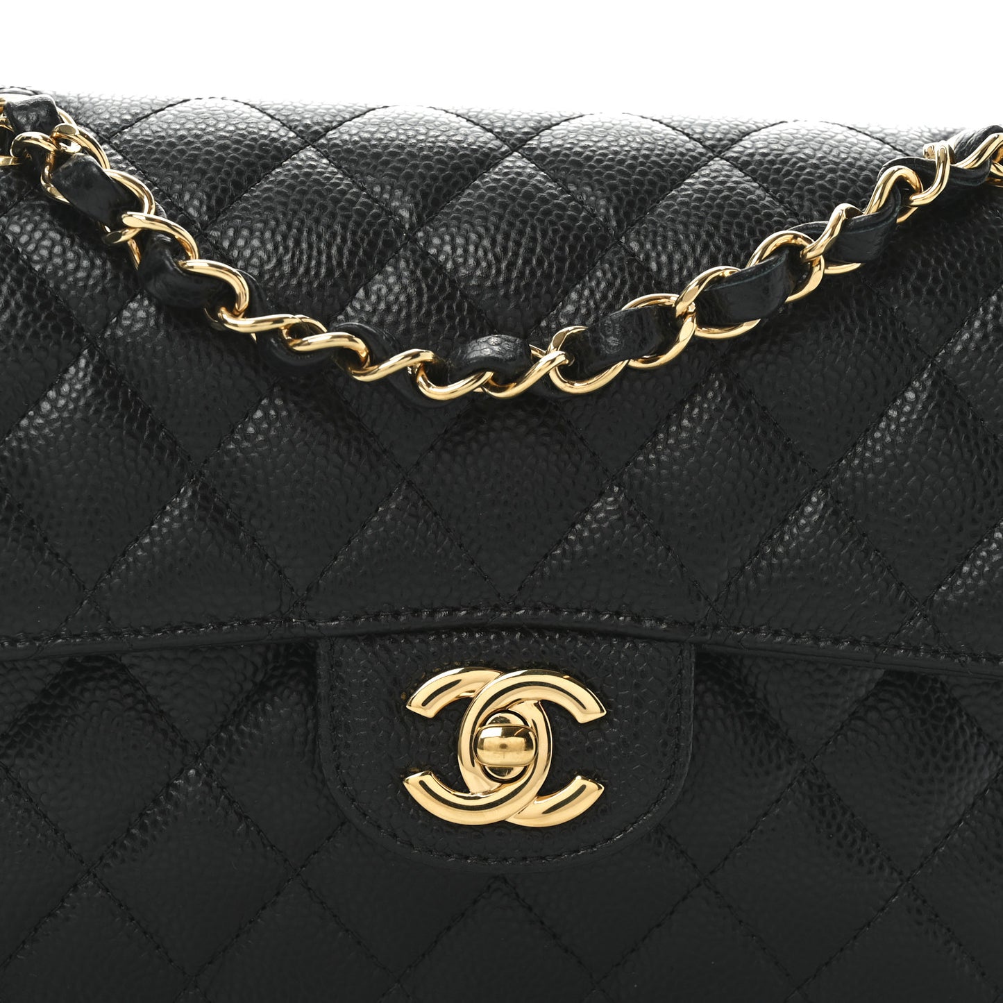 Caviar Quilted Small Double Flap Black