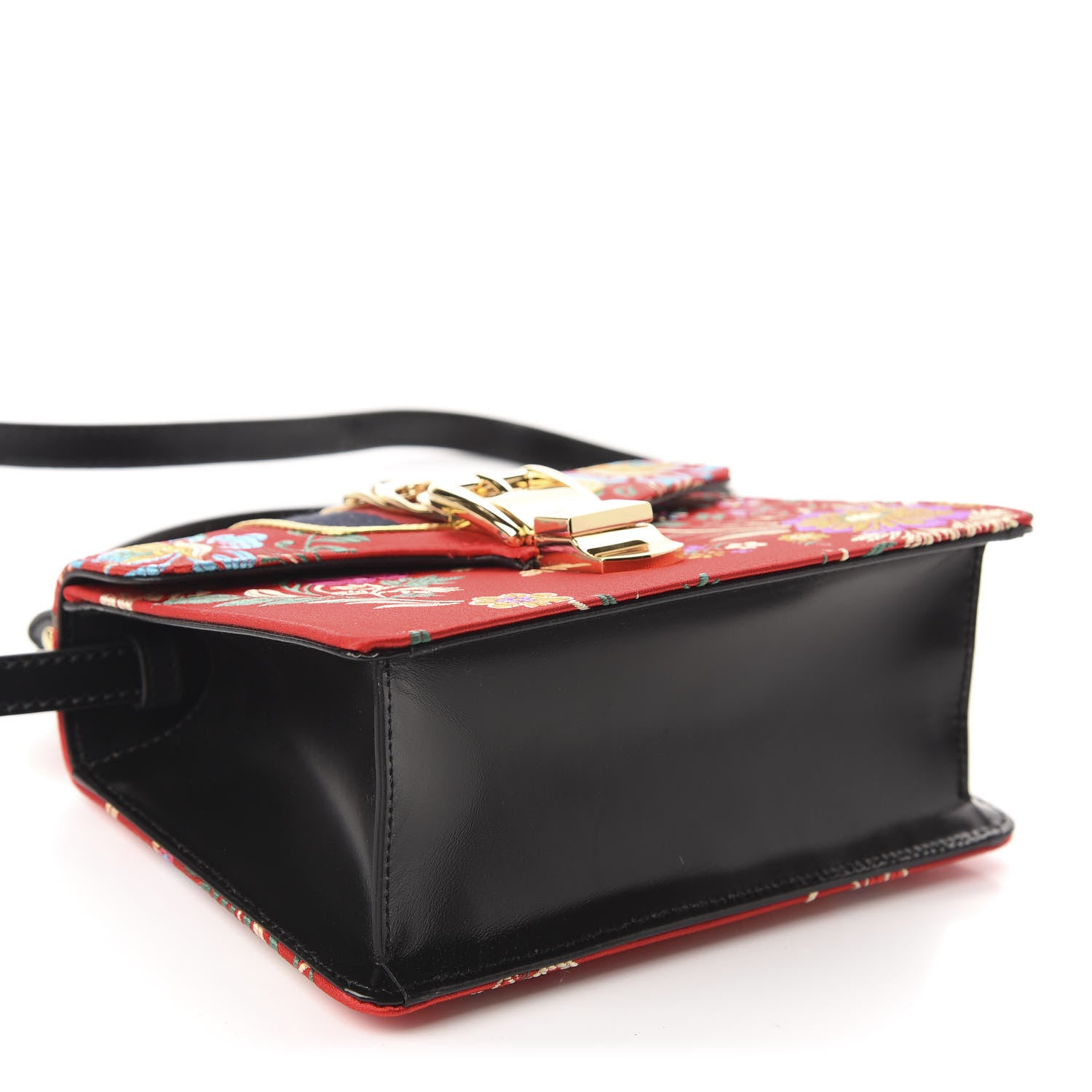 Gucci Jacquard Floral Mini Sylvie Top Handle Bag Red Multicolor Black 4 of 10