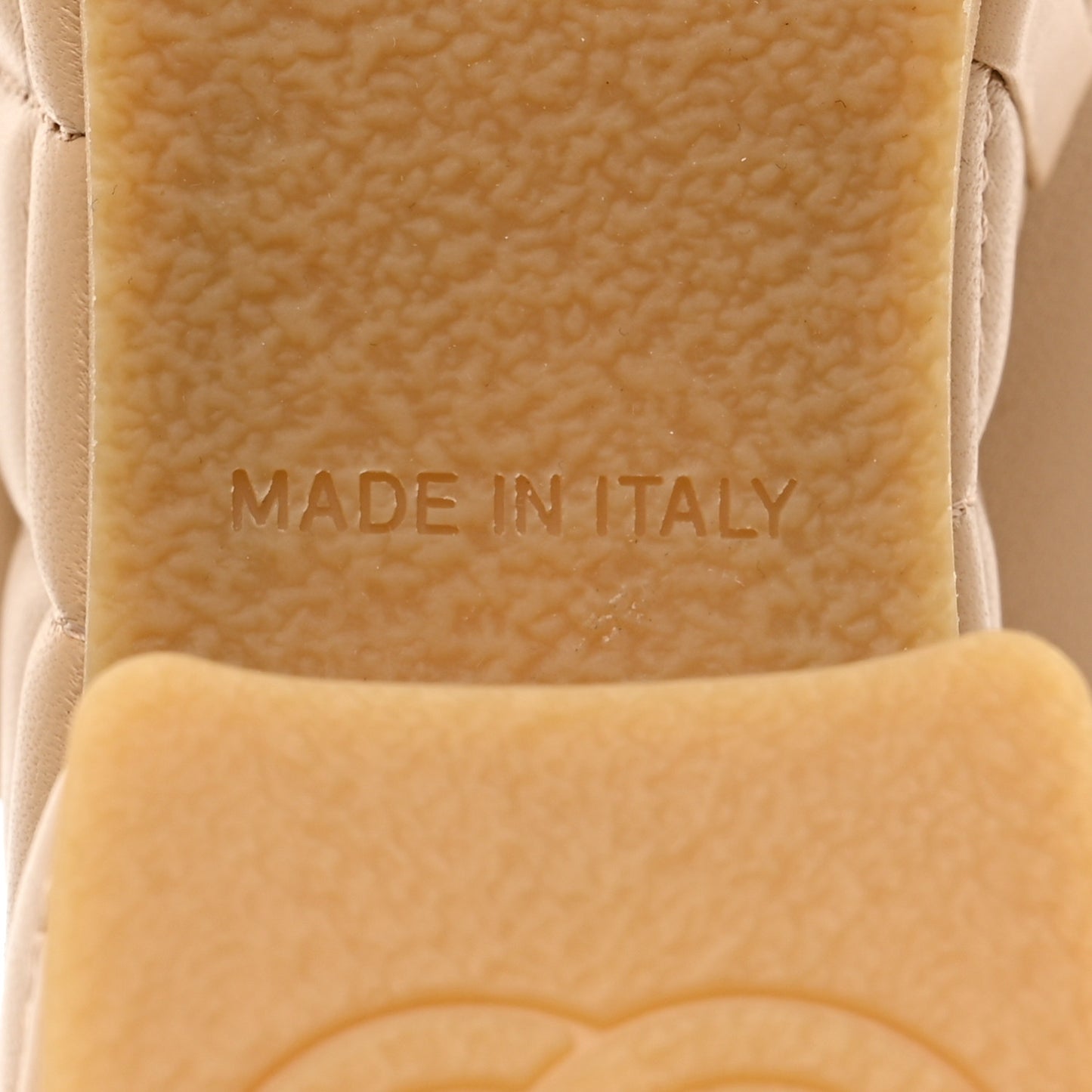 Lambskin Quilted CC Platform Mules 37.5 Beige