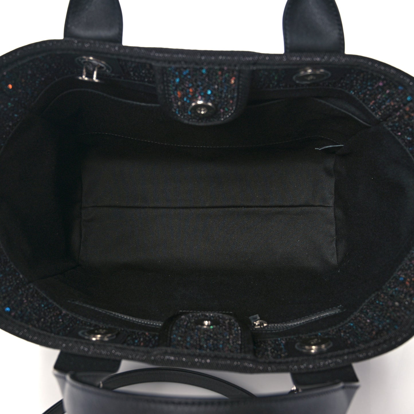 Calfskin Sequin Small Deauville Tote Black