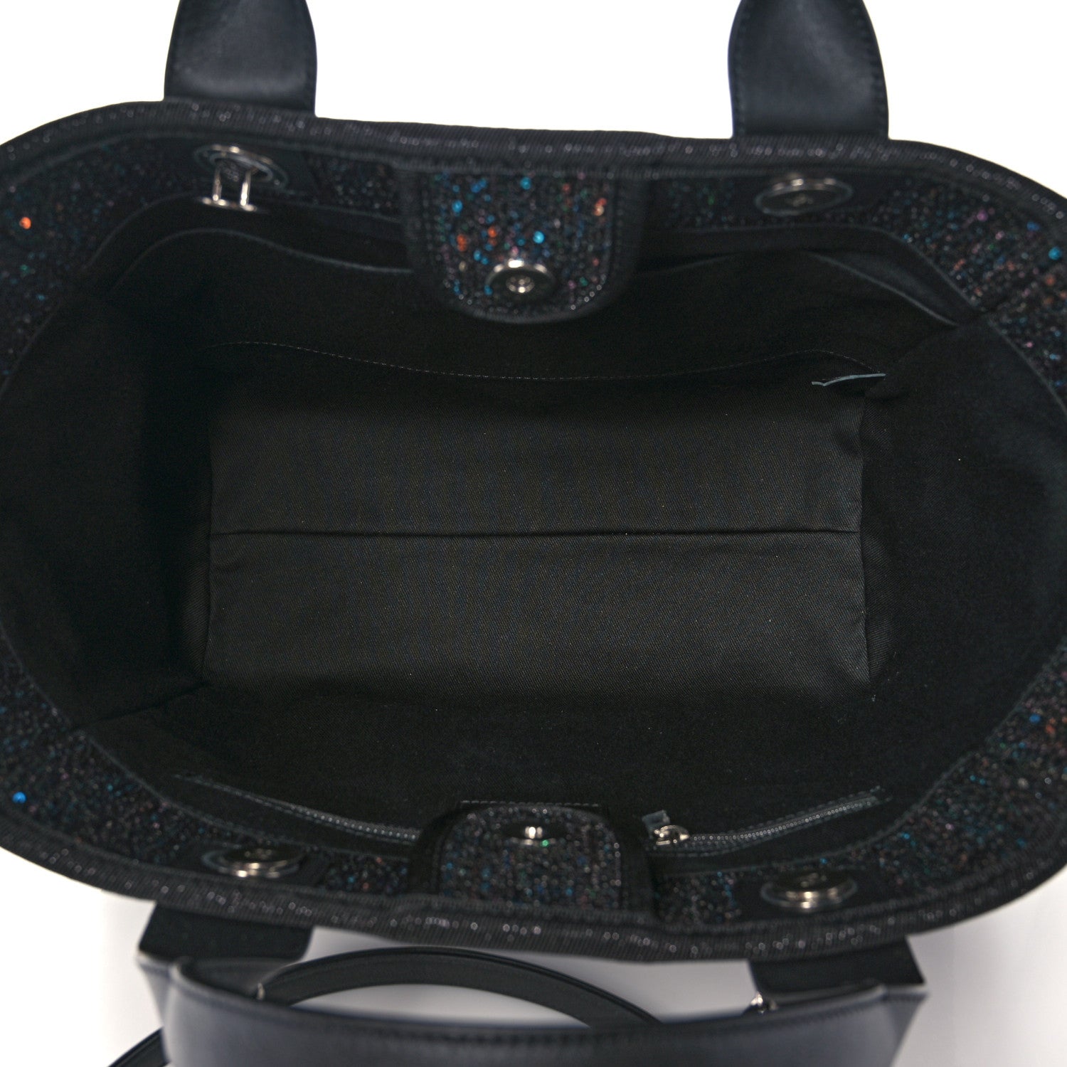 Chanel Calfskin Sequin Small Deauville Tote Black 4 of 9