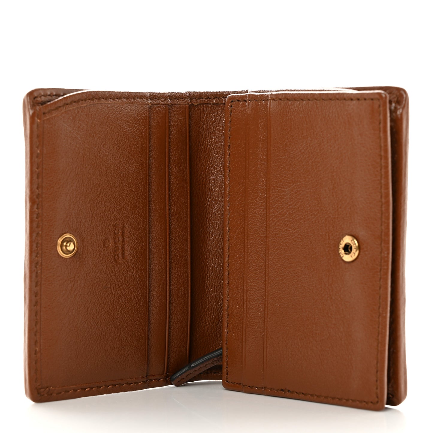 Azalea Calfskin Matelasse Diagonal Torchon GG Marmont Card Case Wallet Brown