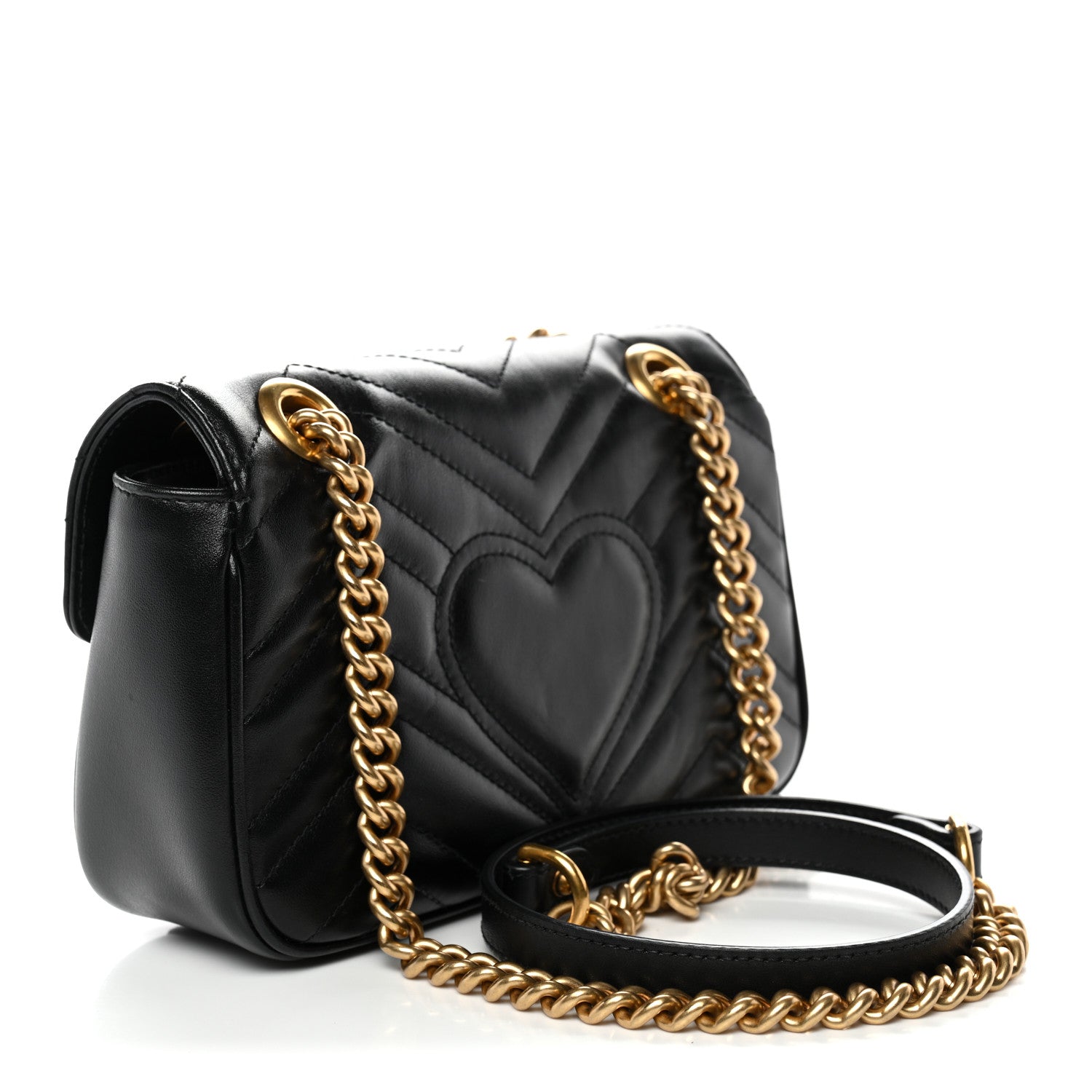 Gucci Calfskin Matelasse Mini GG Marmont Shoulder Bag Black 3 of 11
