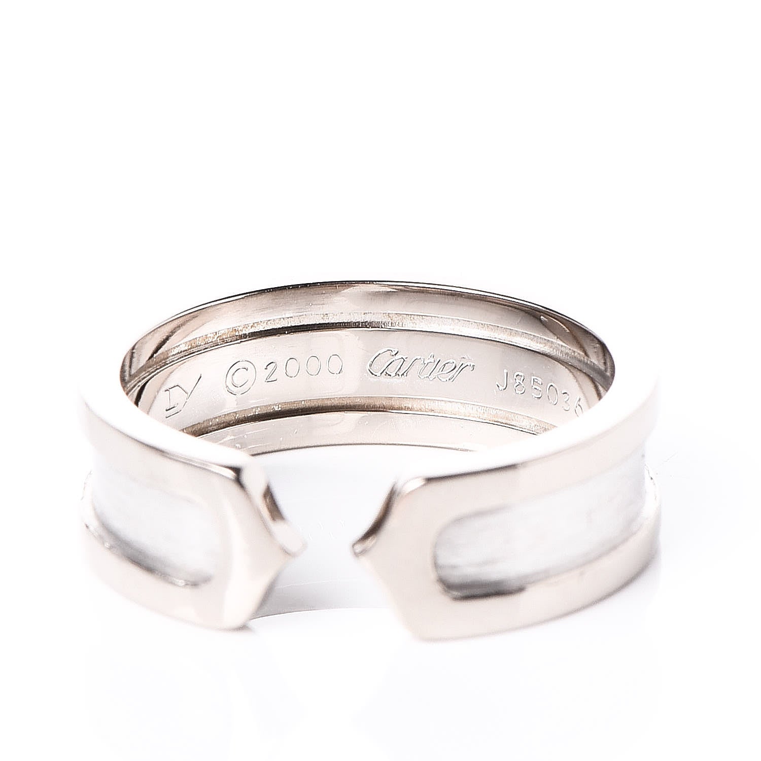 Cartier 18K White Gold 6.5mm C De Ring 53 6.5 4 of 4