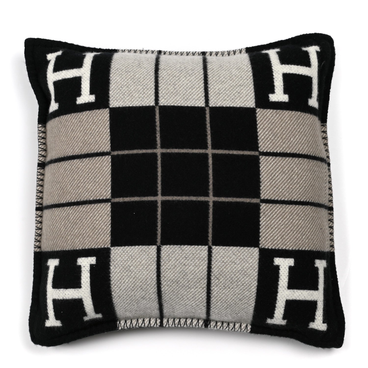 Hermes Wool Cashmere Avalon III Pillow PM Ecru Black 2 of 3