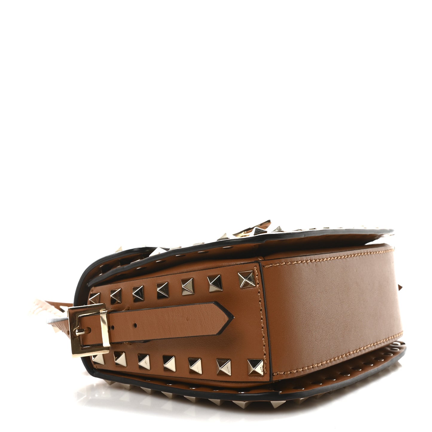 Vitello Mini Rockstud Flip Lock Crossbody Bag Light Cuir