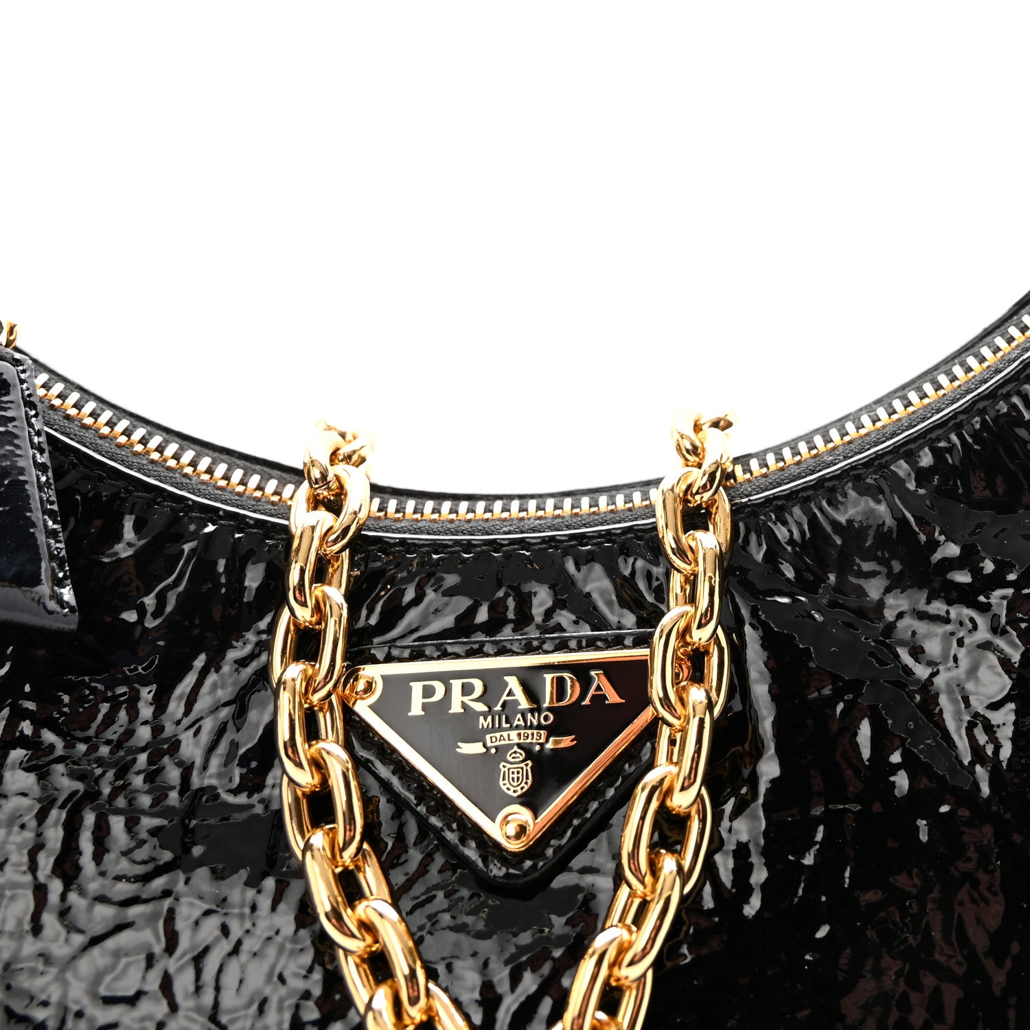 Prada Patent Naplak Re-Edition 2005 Shoulder Bag Black 7 of 9