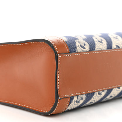 Celine Maillon Triomphe Canvas Calfskin Small Vertical Cabas Navy Tan 9 of 11