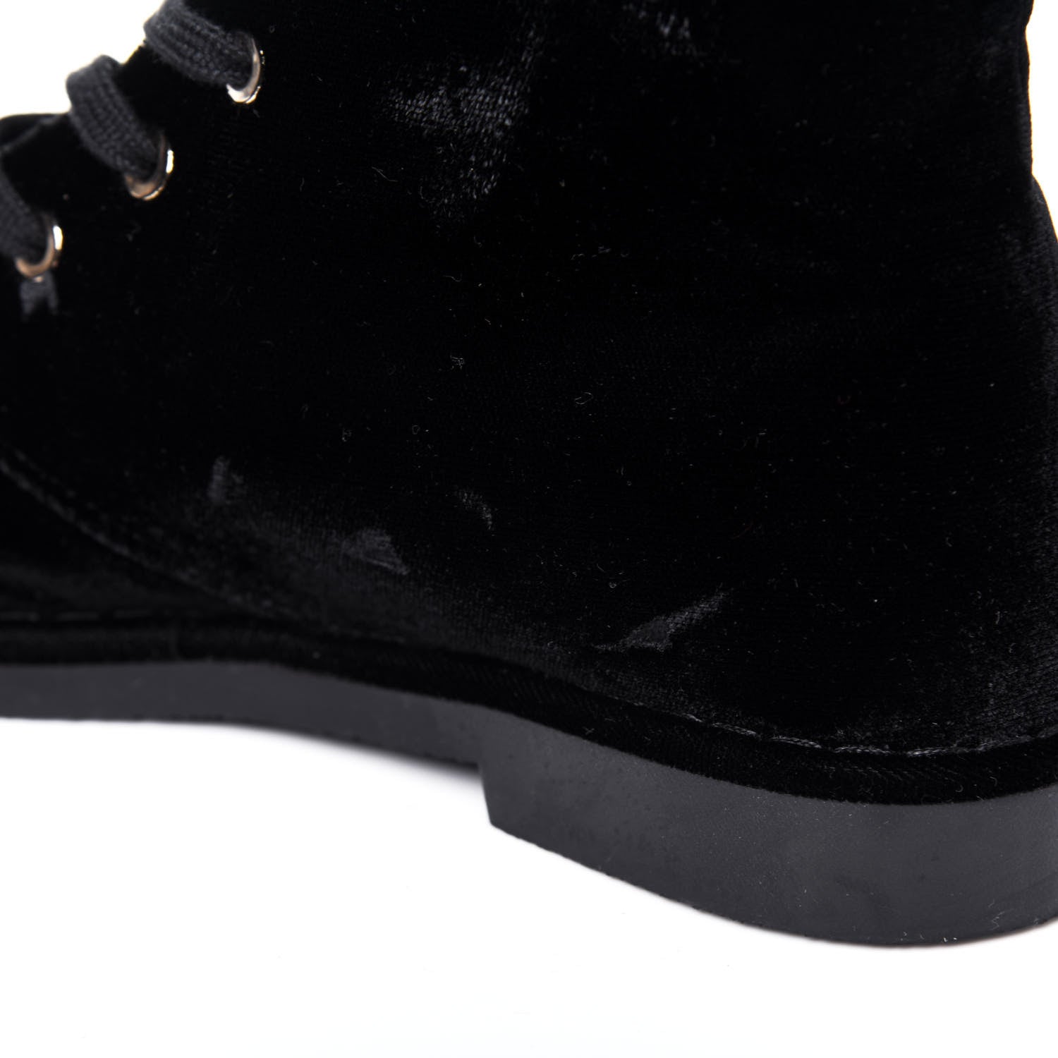 Chanel Velvet CC Lace Up Boots 36.5 Black 9 of 13