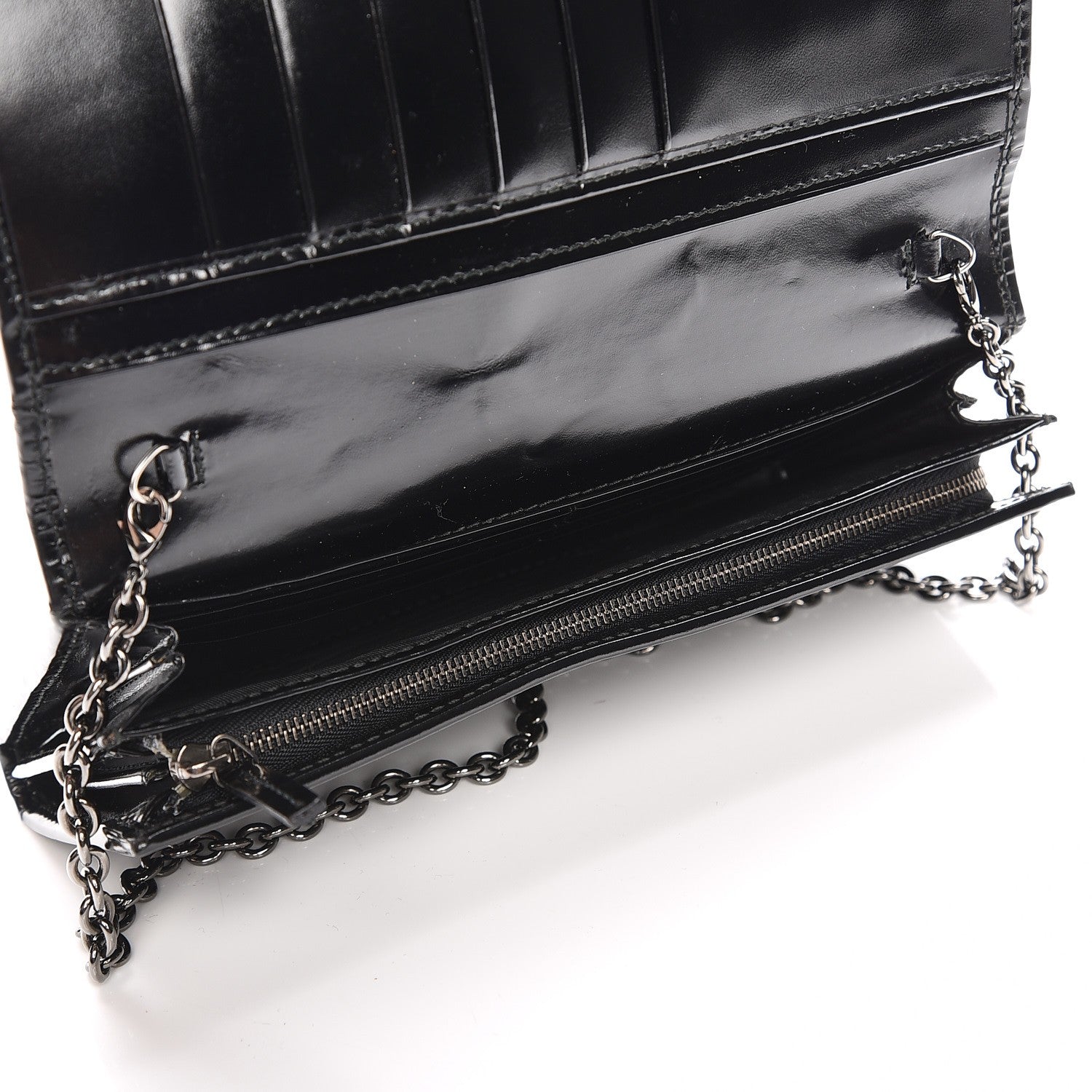 Gucci Imprime Monogram GG Pierce Chain Clutch Wallet Black 5 of 7