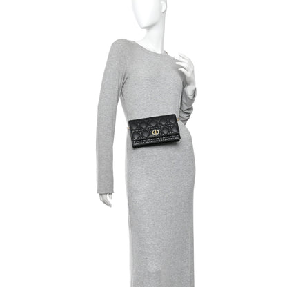 Christian Dior Supple Calfskin Cannage Caro Belt Pouch with Chain Black 2 of 14