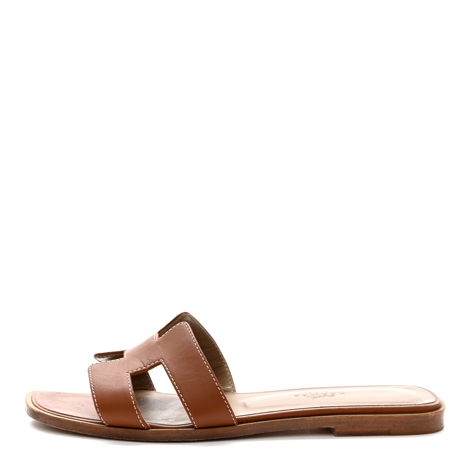 Hermes Box Calfskin Oran Sandals 36 Gold 1 of 9