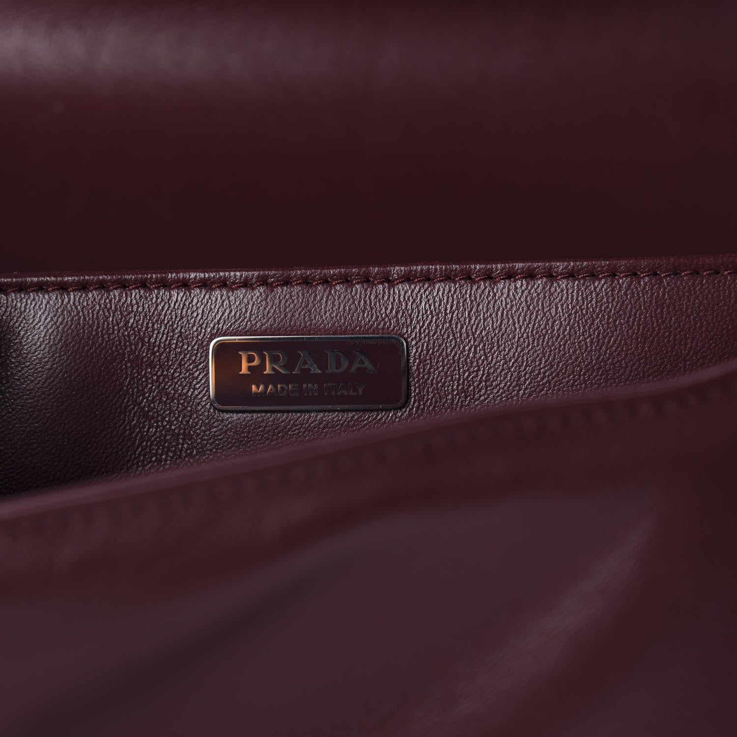Prada Soft Calfskin Impunture Diagramme Cahier Bag Granato 8 of 9