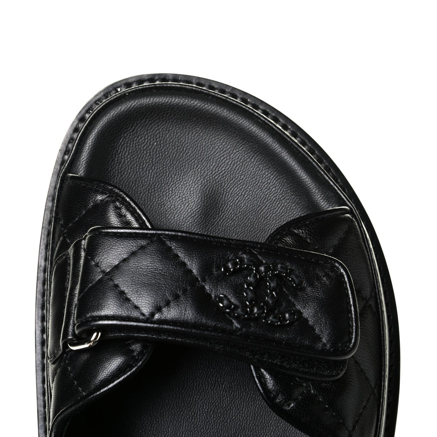 Lambskin Velcro Dad Sandals 38 Black