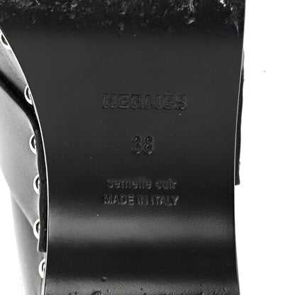 Hermes Calfskin Calya Mules 38 Black 7 of 7