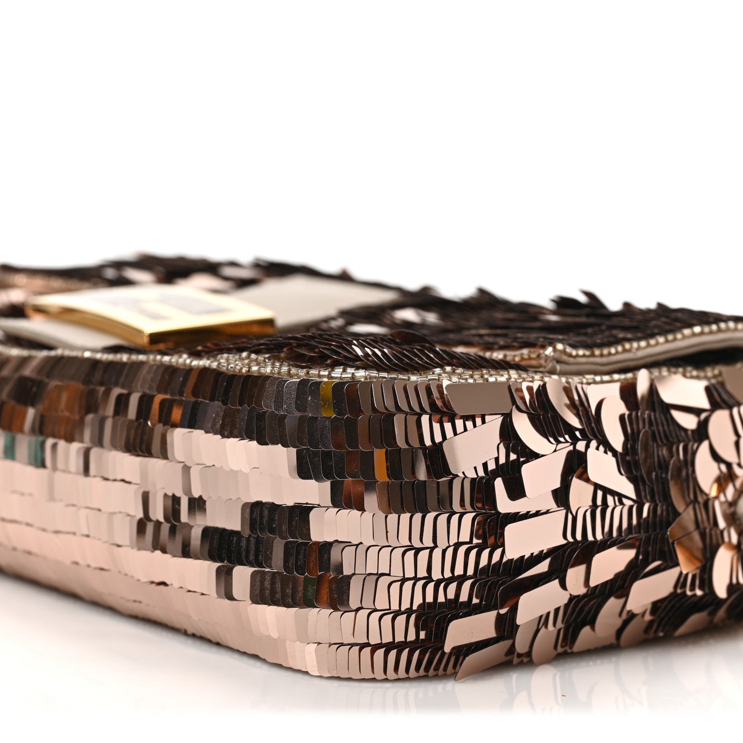 Fendi Sequin Paillettes Vitello Grace Sex and the City Baguette Tortora 8 of 8