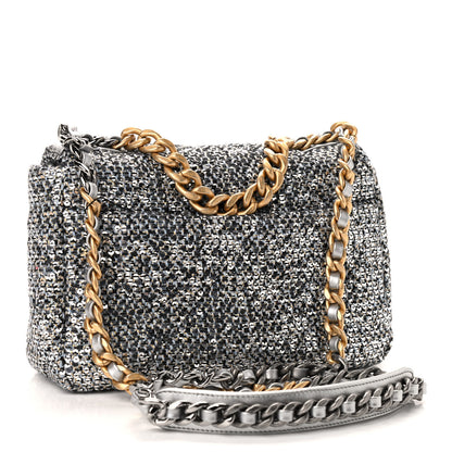 Chanel Sequin Quilted Medium Chanel 19 Flap Silver 3 of 9