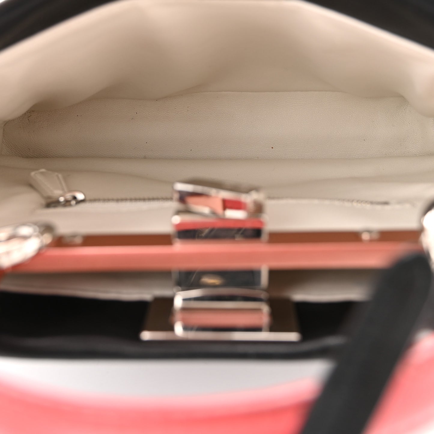 Nappa Colorblock Mini Peekaboo Iconic Satchel Black White Ecstasy