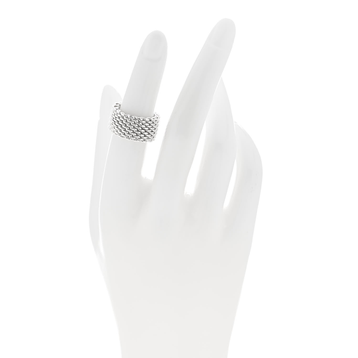 Tiffany Sterling Silver Somerset Mesh Ring 48 4.5 2 of 4