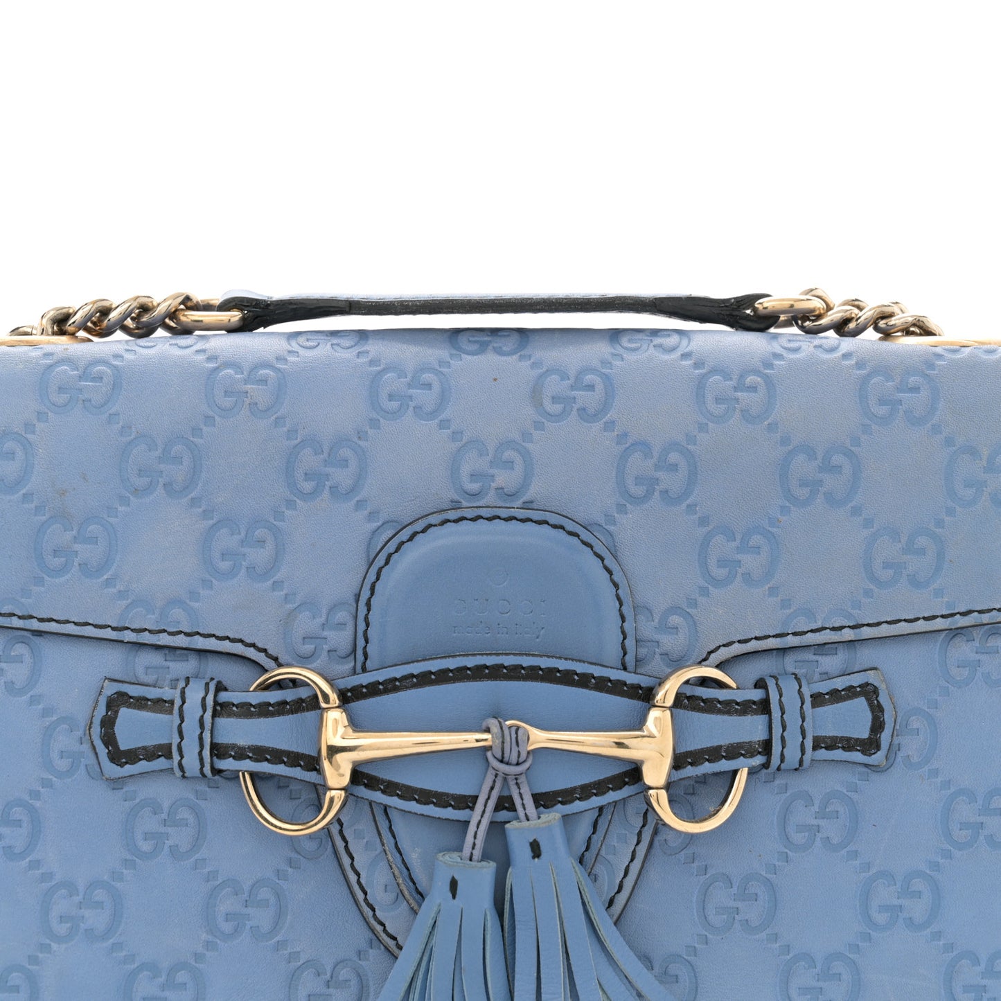 Soft Guccissima Medium Emily Chain Shoulder Bag Mineral Blue