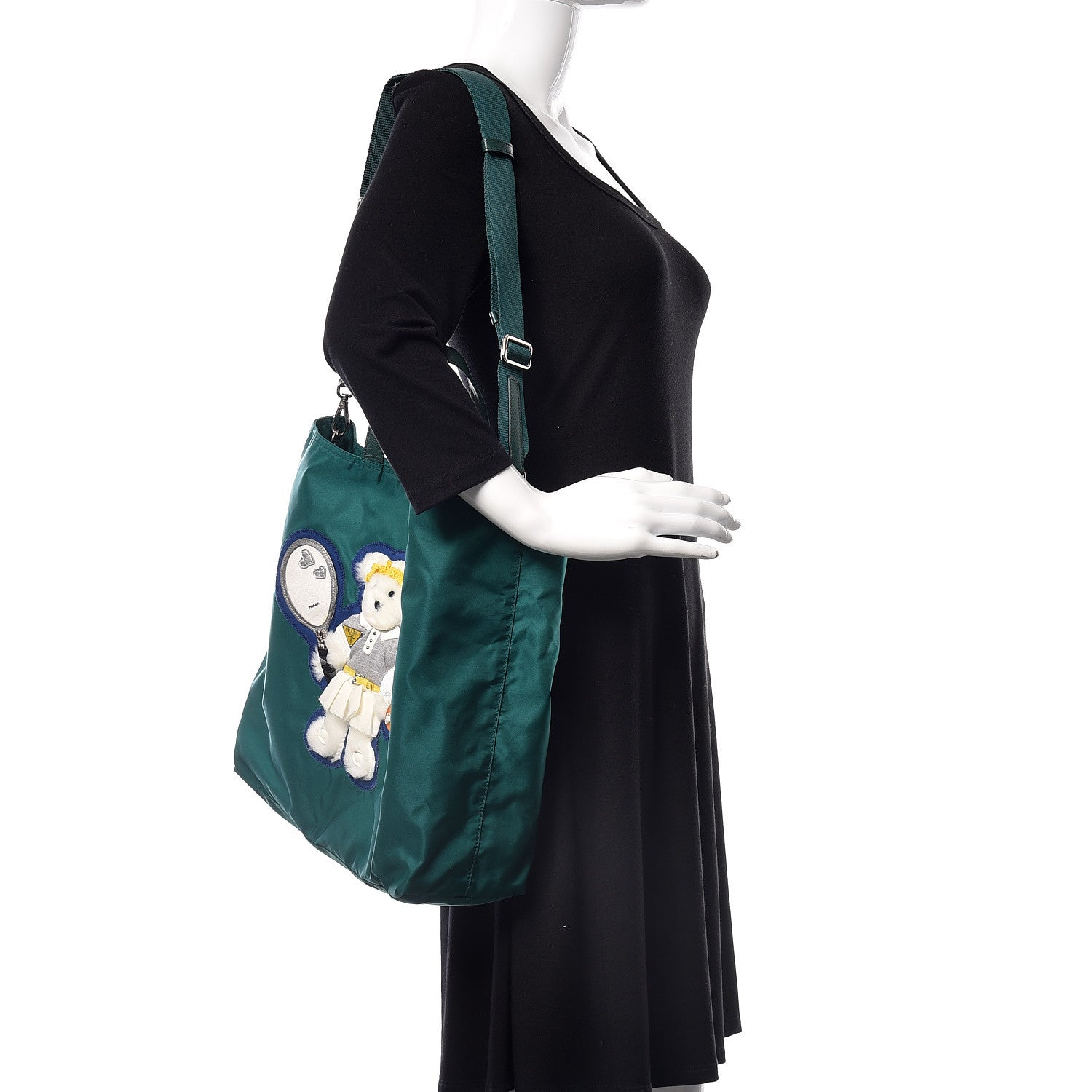 Prada Tessuto Nylon 2008 Olympics Teddy Bear Tote Green 2 of 9