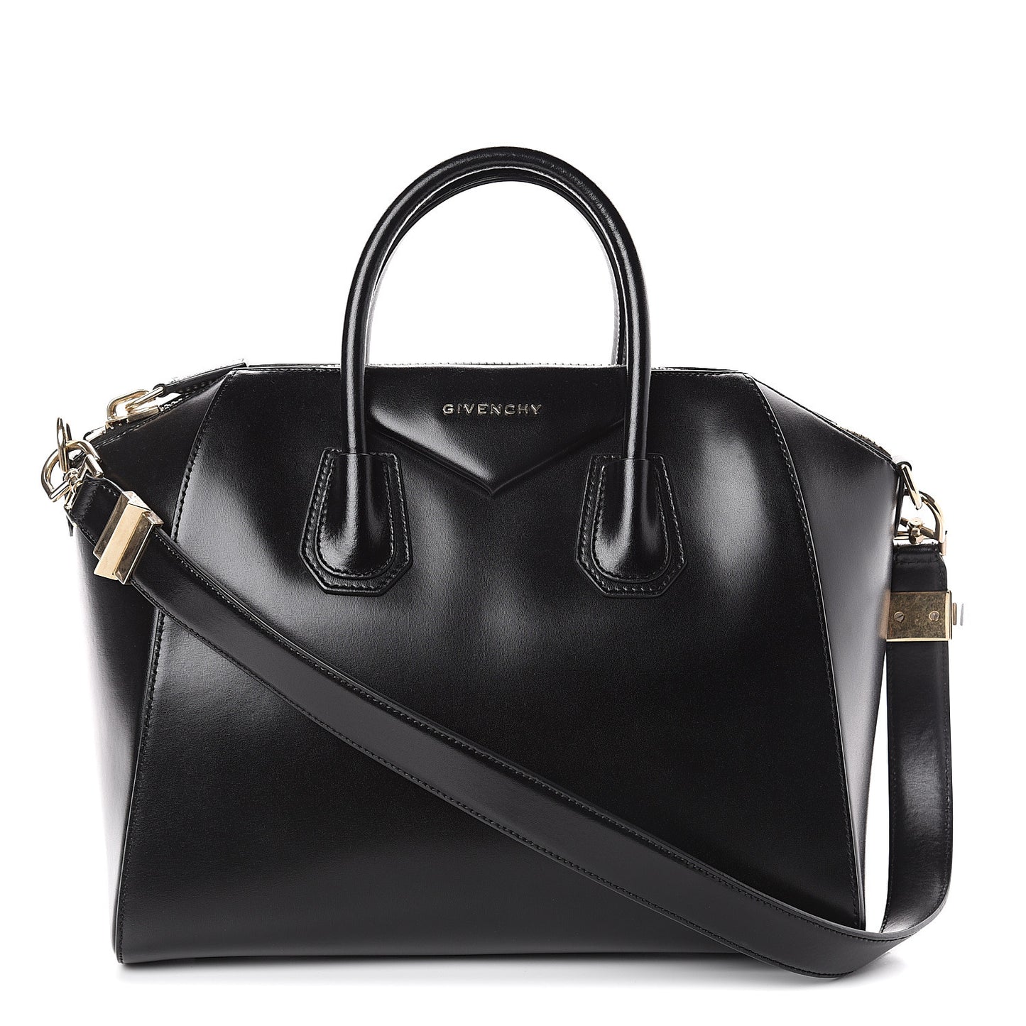 Shiny Lord Calfskin Medium Antigona Black