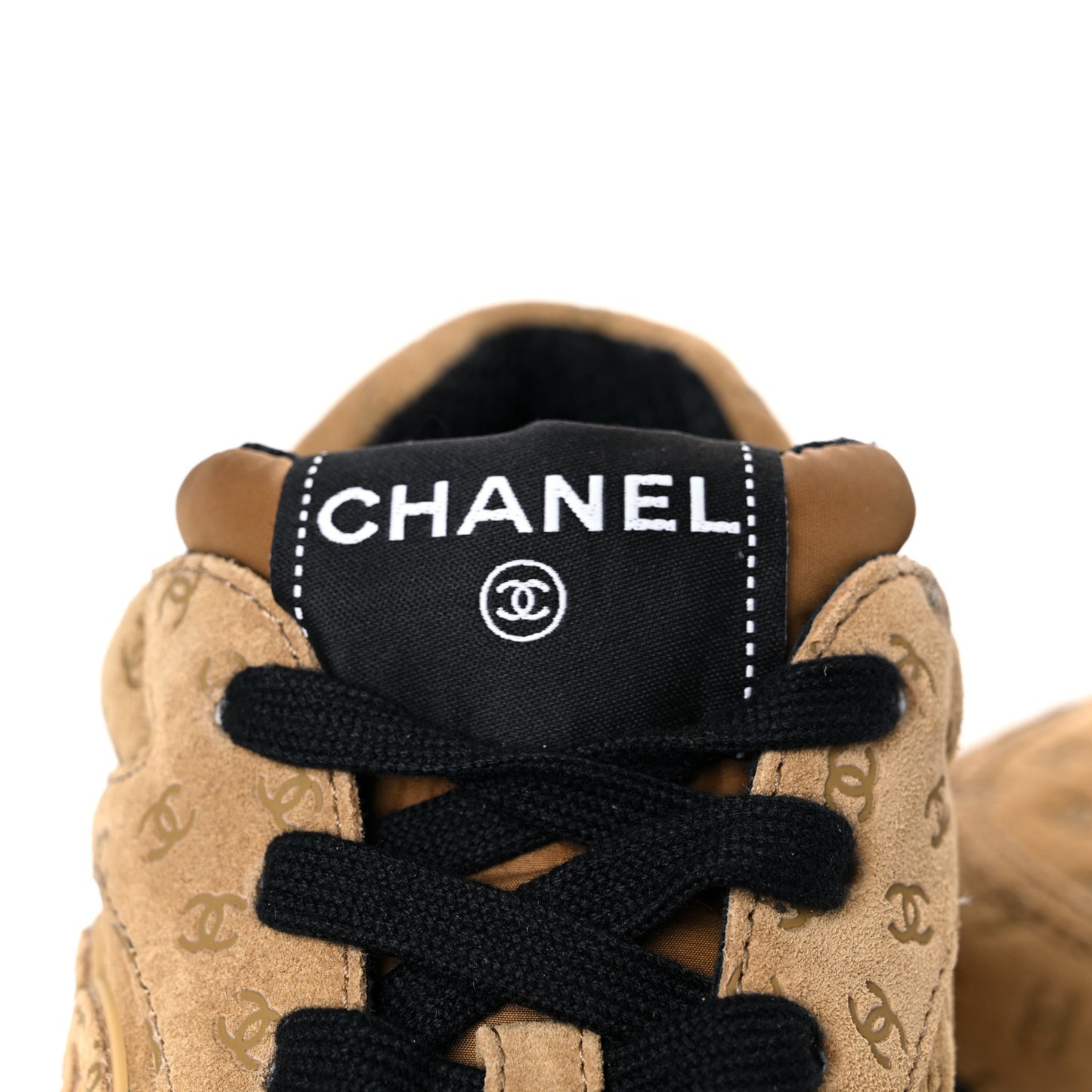 Suede Calfskin Printed CC Sneakers 39 Beige