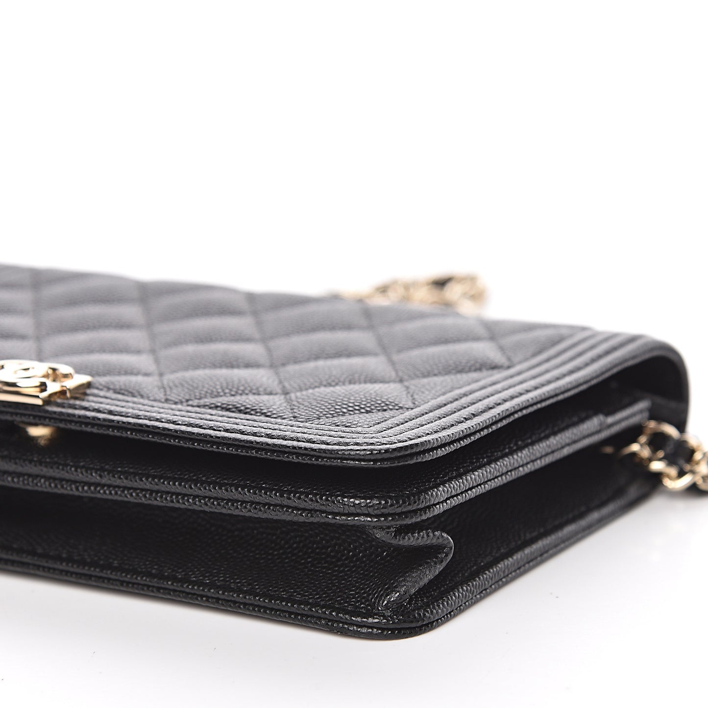Caviar Quilted Boy Wallet On Chain WOC Black