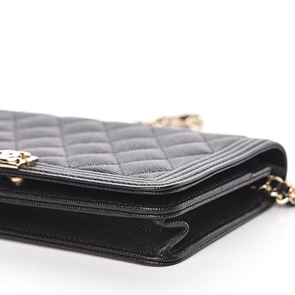 Chanel Caviar Quilted Boy Wallet On Chain WOC Black 10 of 12
