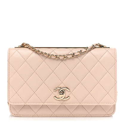 Chanel Lambskin Quilted Trendy CC Wallet On Chain WOC Light Beige 1 of 10