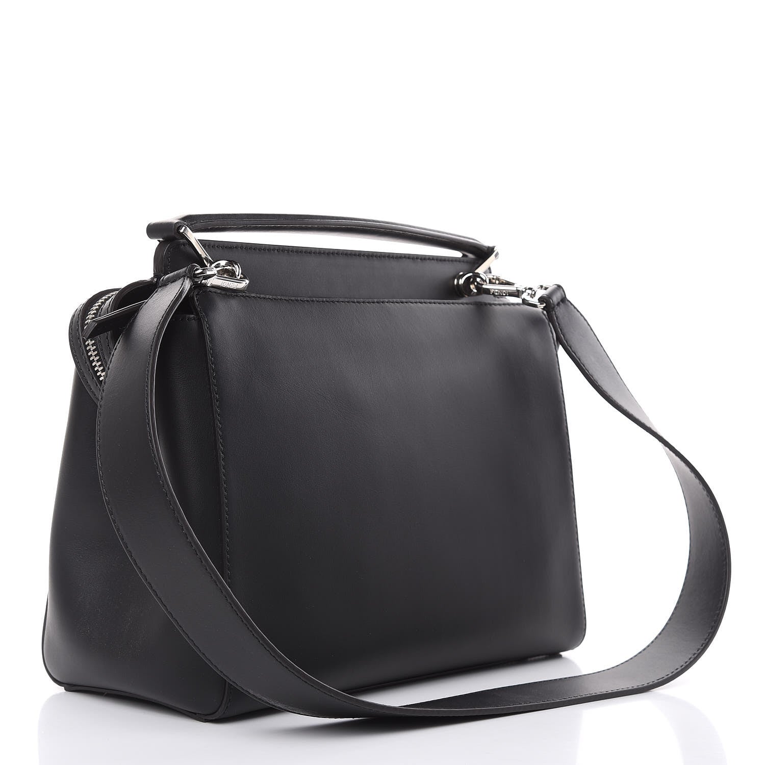 Fendi Calfskin Flowerland Medium Dotcom Satchel Black Multicolor 3 of 12