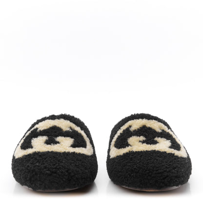 Gucci Shearling Interlocking G Mens Eileen Slippers 8 Black Butterscotch 3 of 9