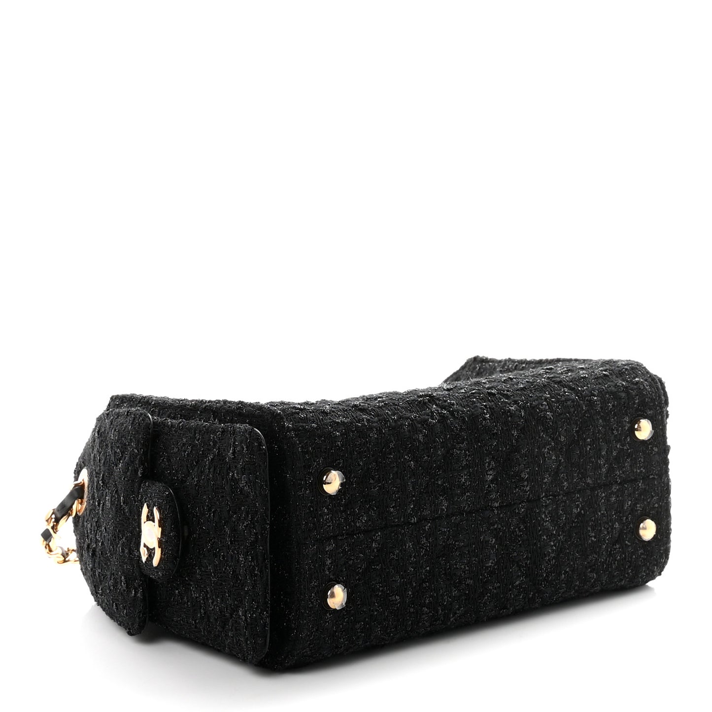 Tweed Quilted Mini Chanel 25 Handbag Black