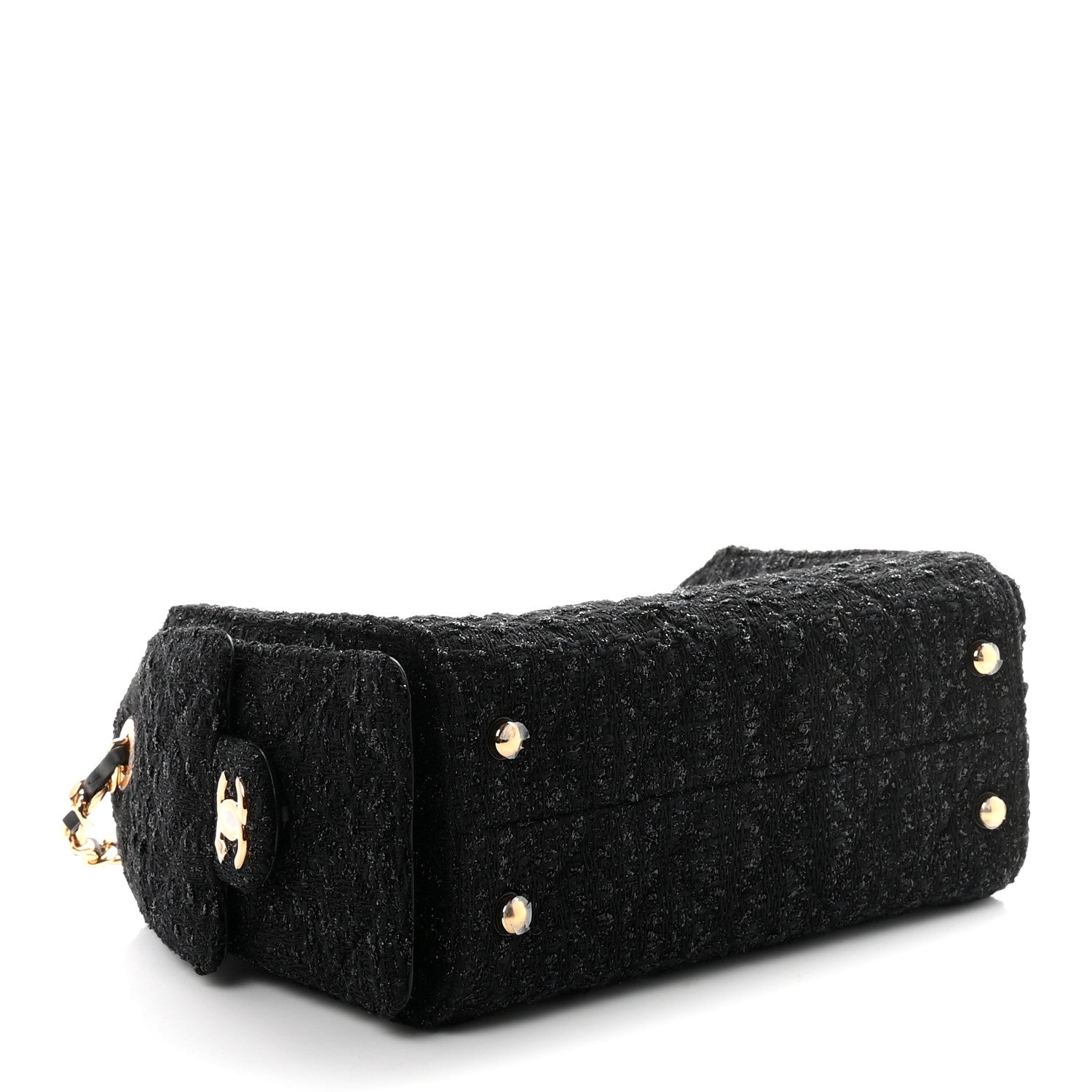 Chanel Tweed Quilted Mini Chanel 25 Handbag Black 4 of 11