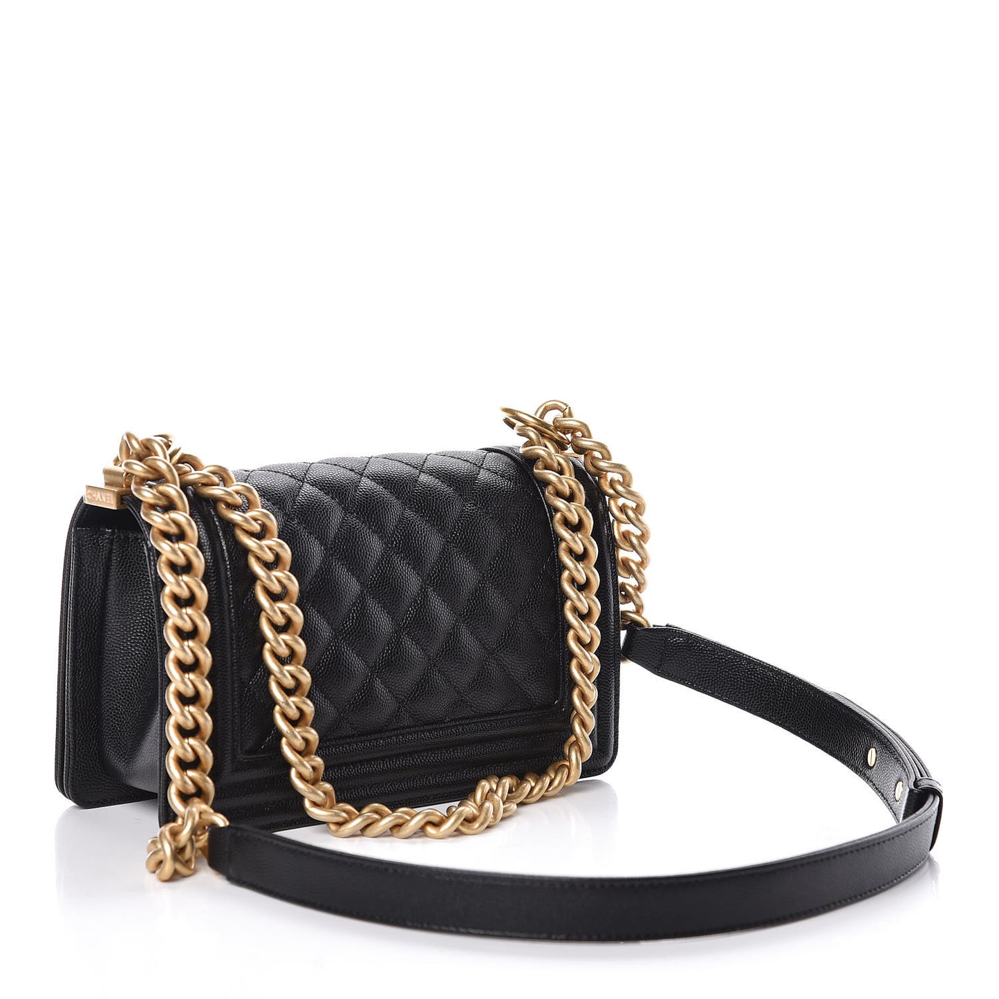 Caviar Quilted Small Boy Flap Black