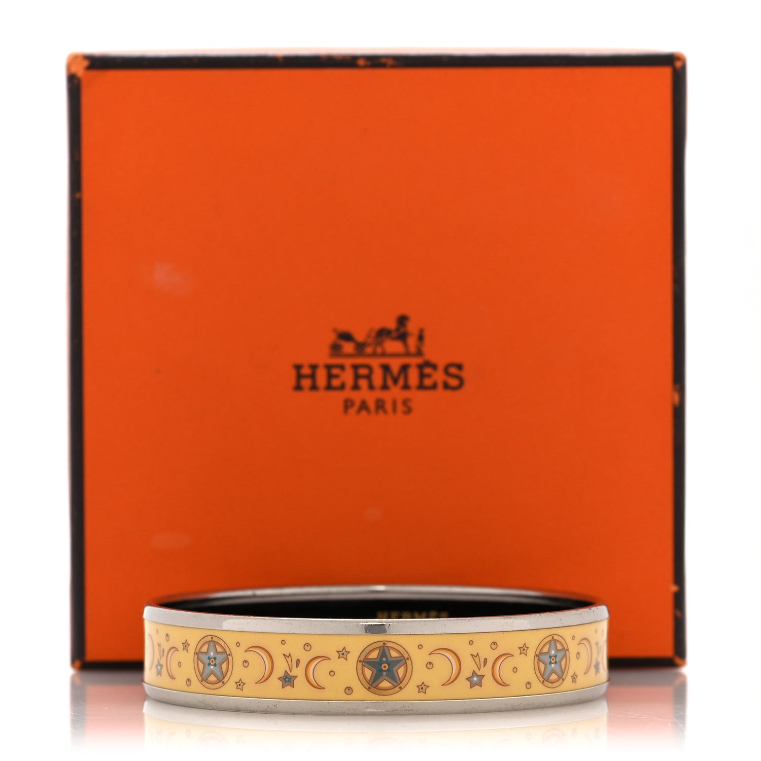 Hermes Enamel Printed Medium Moon Stars Bracelet 65 Yellow 6 of 6