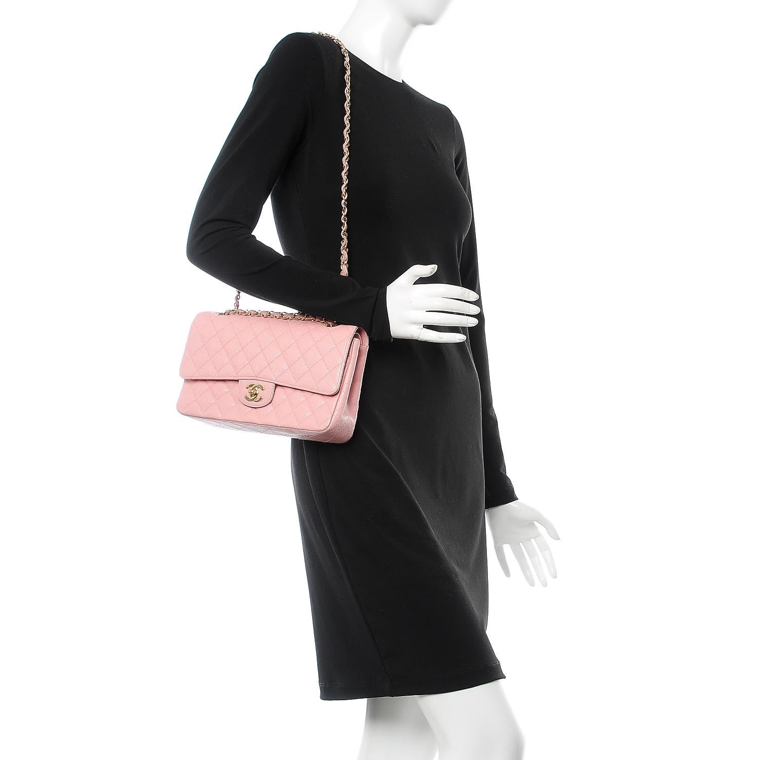 Chanel Caviar Quilted Medium Double Flap Pink 2 of 9