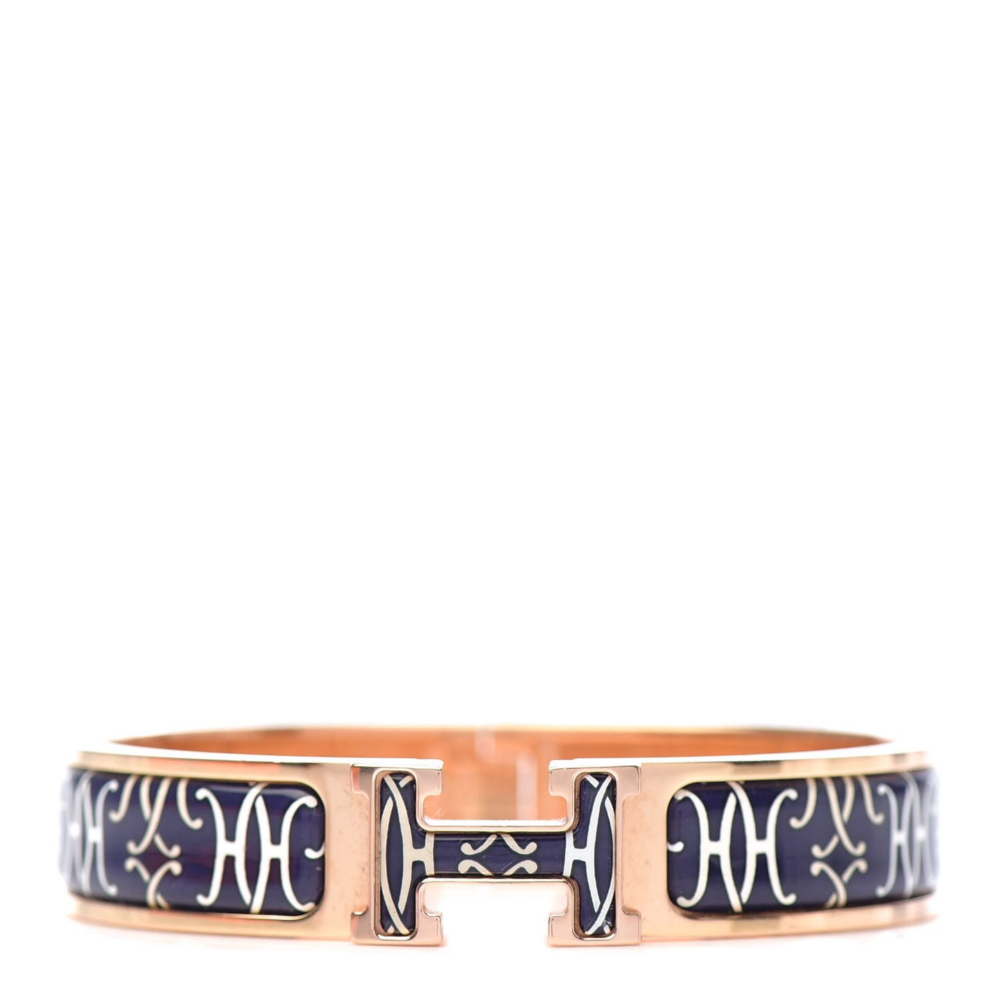 Enamel Narrow Print H Lift Clic Clac H Bracelet PM Beige Blue