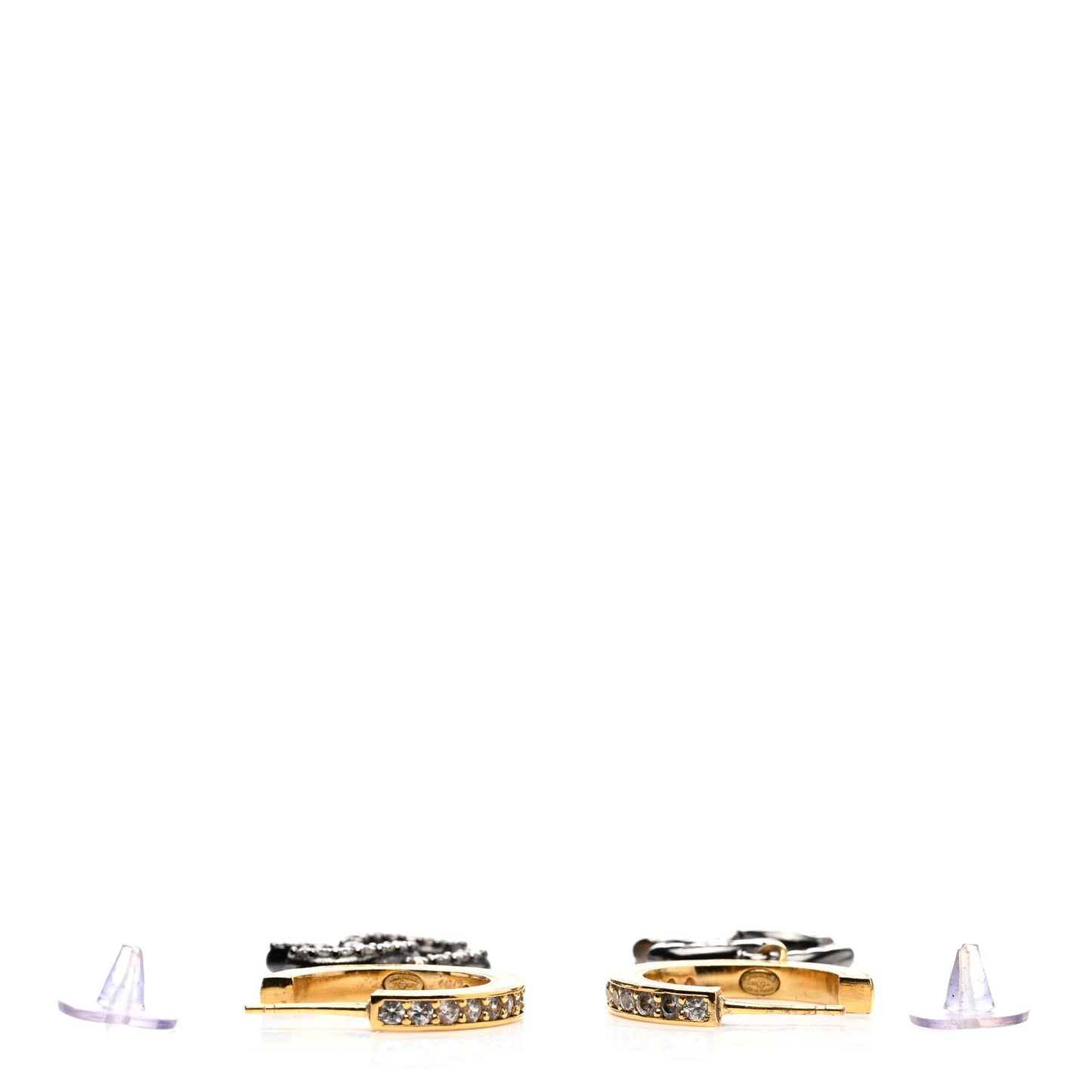 Crystal Lock Symbols CC Hoop Drop Earrings Gold Ruthenium