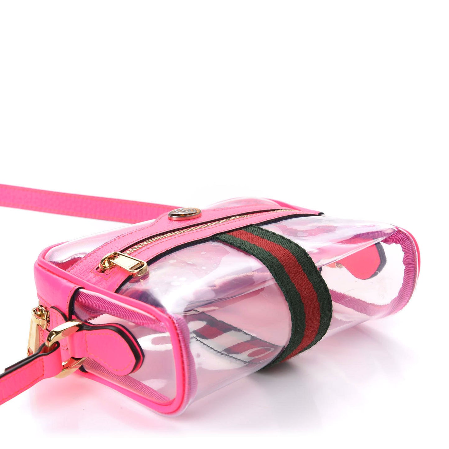 Vinyl Web Mini Ophidia Transparent Shoulder Bag Fluorescent Fuchsia