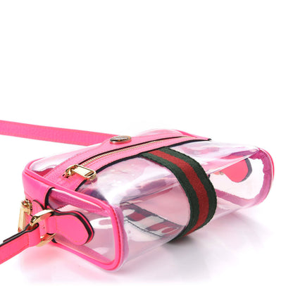 Gucci Vinyl Web Mini Ophidia Transparent Shoulder Bag Fluorescent Fuchsia 4 of 9
