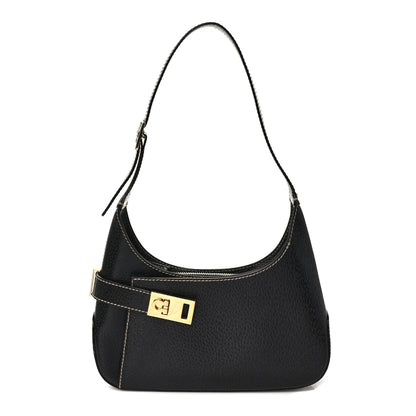 Salvatore Ferragamo Pigskin Gancini Hobo Black 1 of 8
