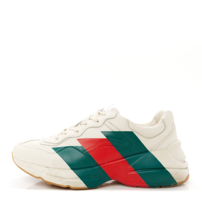 Gucci Calfskin Web Printed Mens Rhyton Sneakers 8 Mystic White 1 of 12