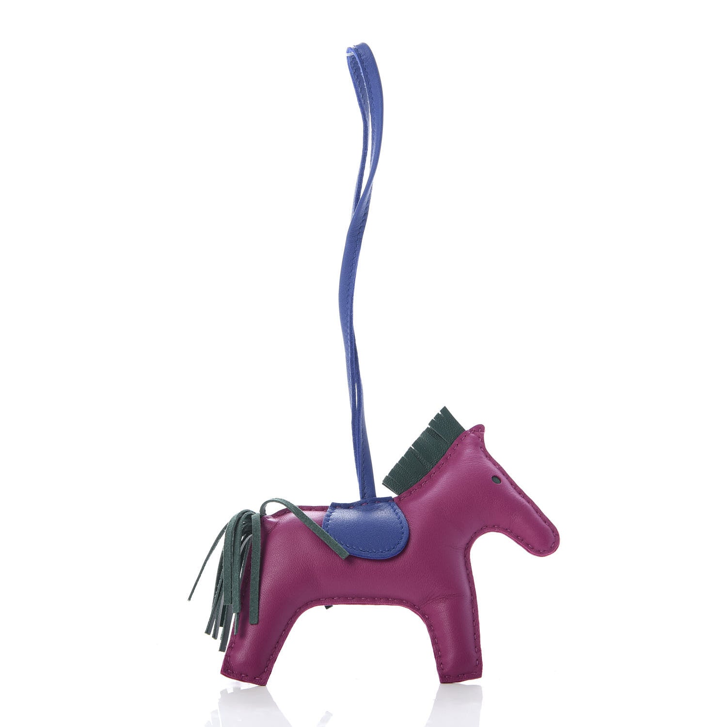 Hermes Milo Lambskin Grigri Rodeo Horse Bag Charm MM Rose Pourpre Malachite Bleu Electrique 2 of 3